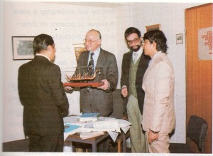 Page59 World Peace Envoy meeting and presenting a Royal Thai Barge in miniature, a symbol for peace co-operation, to Rev. Herr Kemper, Vice-President of the Evangelist in Frankfurt, the Federal Republic of Germany (Nov. 14, 1980).