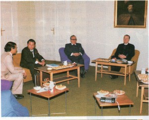 Page60 Meeting and exchanging a peace dialogue to promote an inter-religious brotherhood for the co-operation for world peace with the Most Rev. Bishop Dr.Tibor Bartha, Ministerial President of the General Synod of Reformed Church in Hungary and a prominent Member of the Presidium of the Hungarian People's Republic, at the Headquarters of the General Synodal Office, in Budapest.